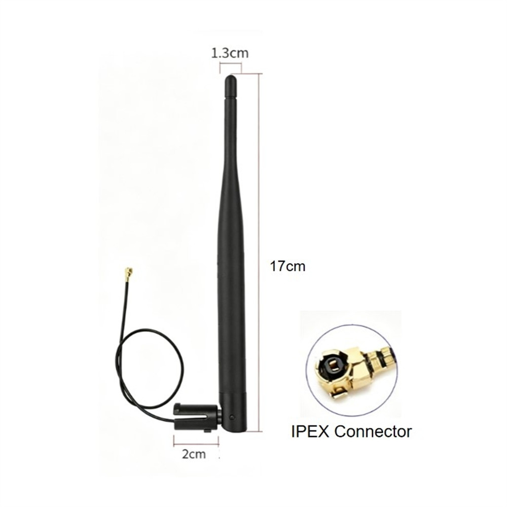 Metabee 2.4/5.8GHz 6dBi Kipp-Schaltgummi-Ente WiFi-Antenne mit RG1.13 Koaxialkabel, IPEX, schwarz